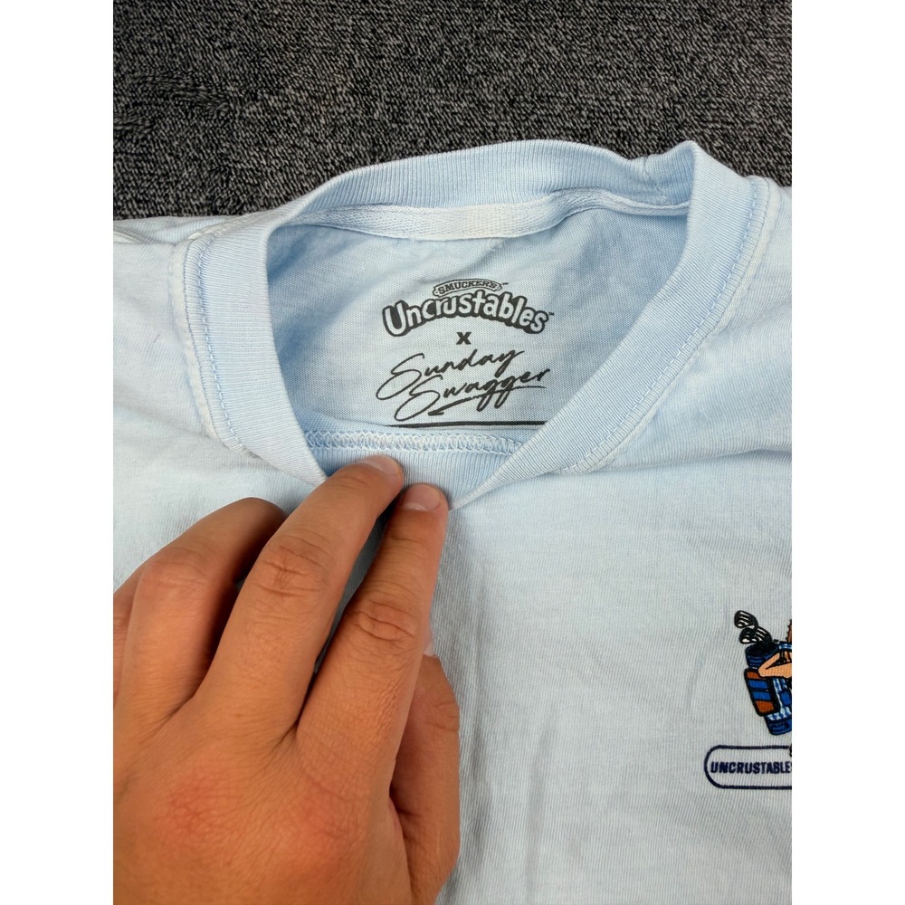 Sunday Swagger Smuckers Uncrustables Golf T-Shirt Light Blue Mens Small Snack View 2